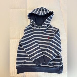 Ralph Lauren Kids Toddler Navy and Cream Striped Sweatshirt Hoodie Size 4/4T